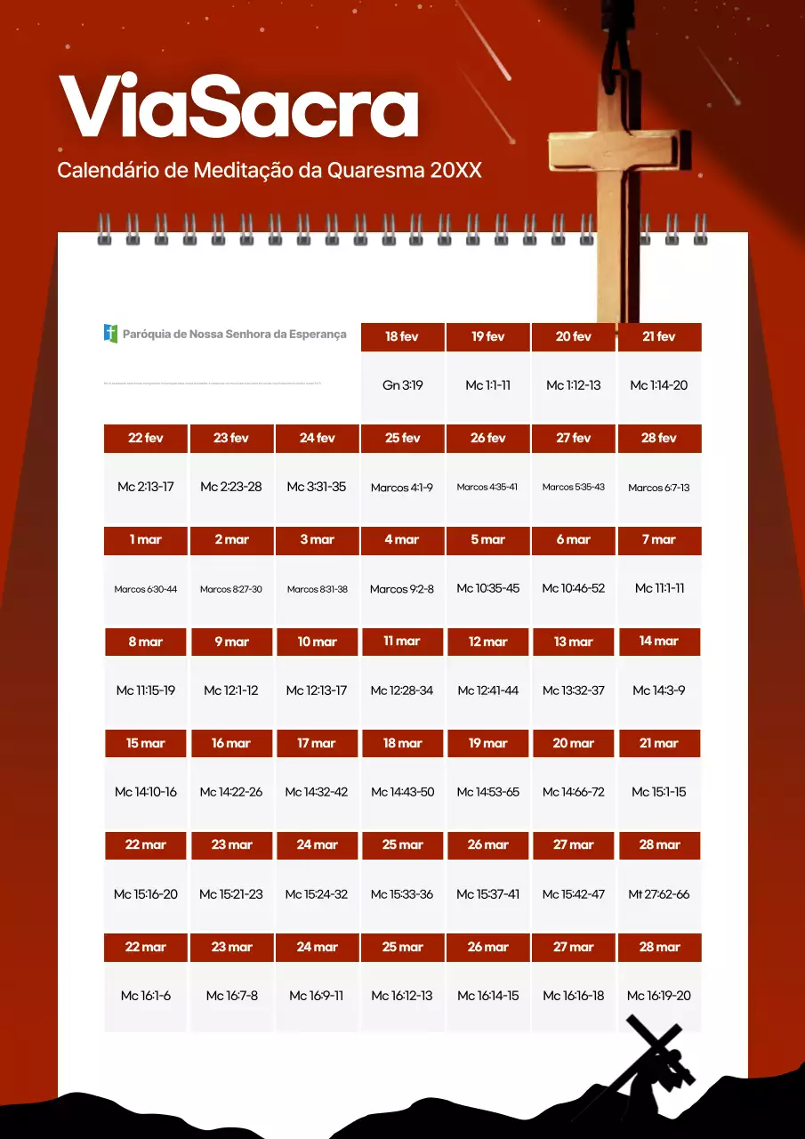 Guia de Calendário Devocional Simples da Quaresma Laranja