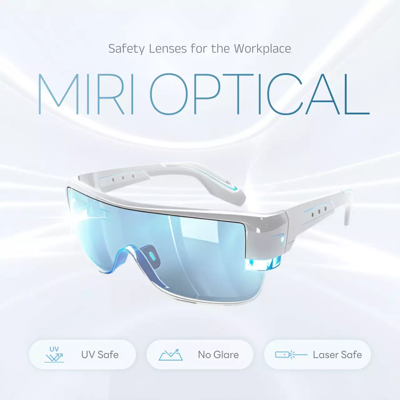 quảng cáo kính bảo hộ hiện đại màu xanh dương