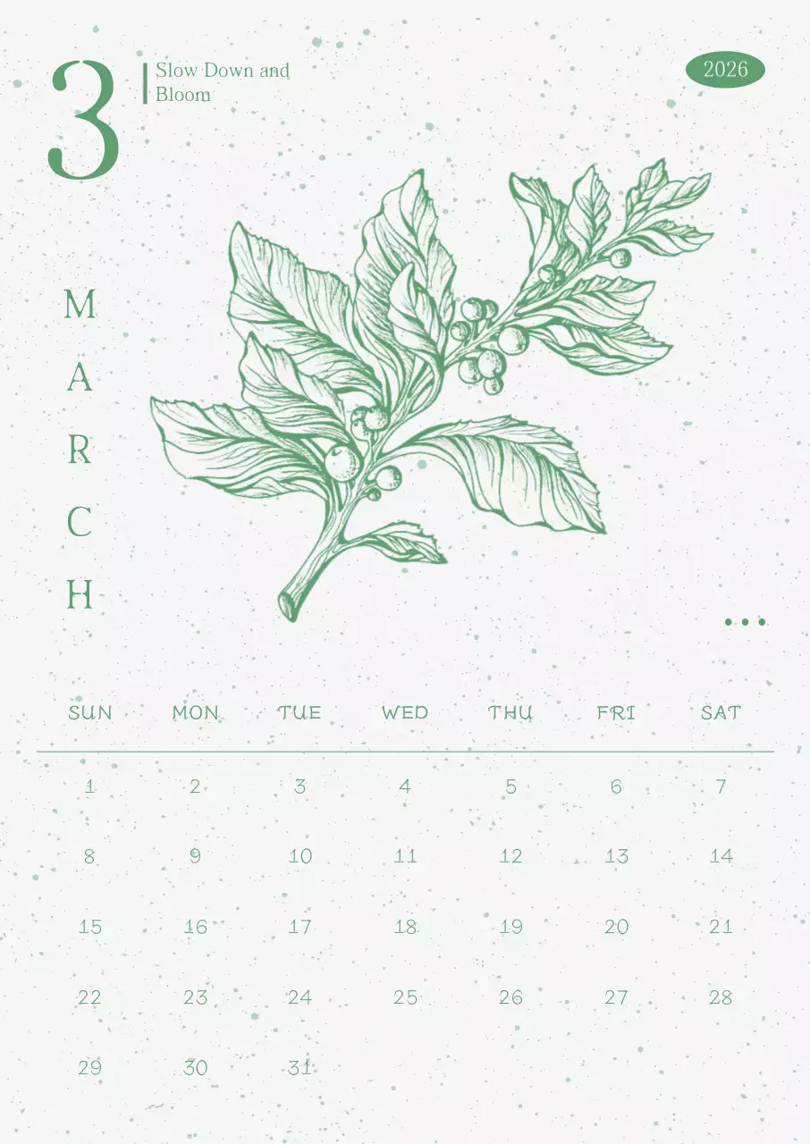 초록 심플 식물 달력 안내