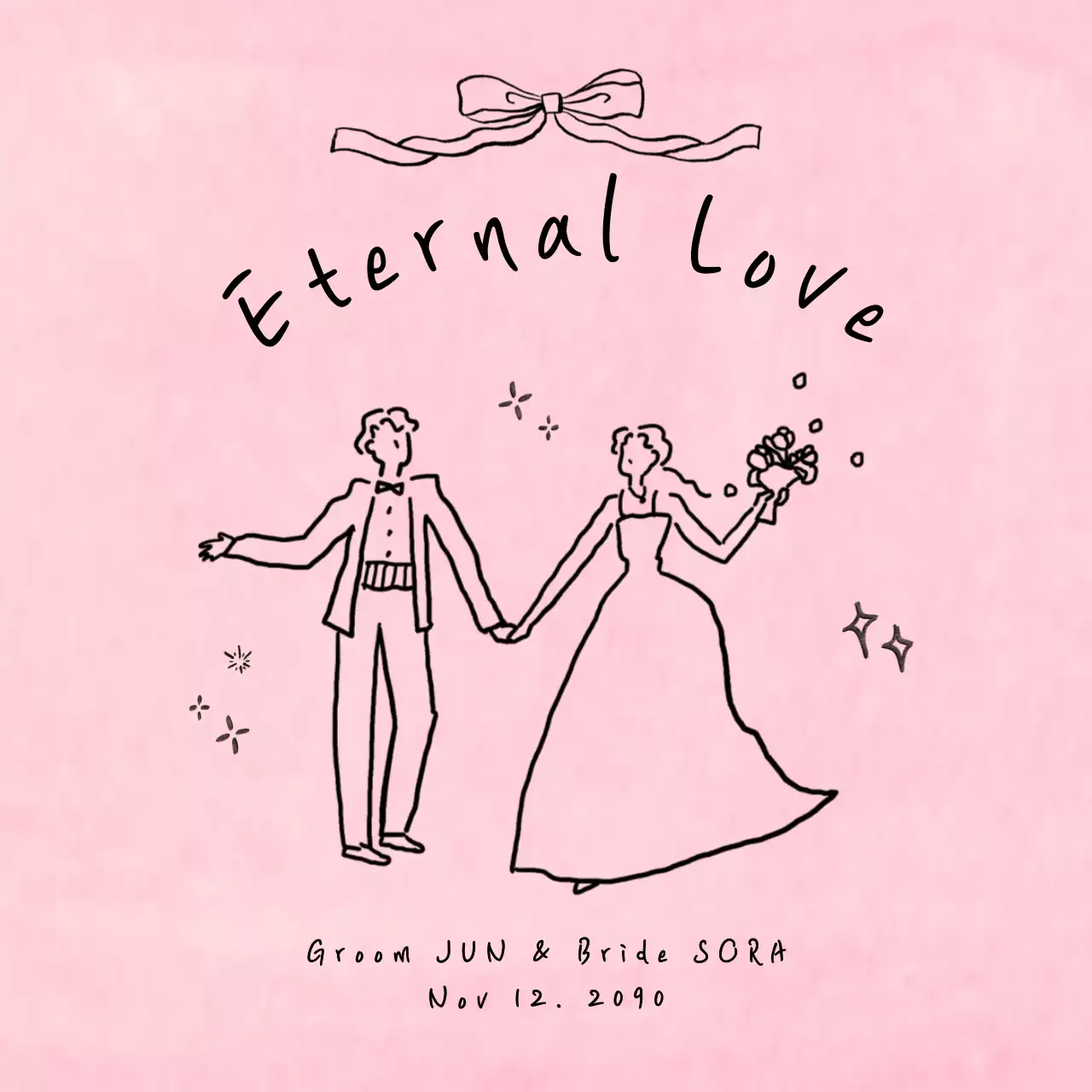 핑크 아기자기한 결혼 기념