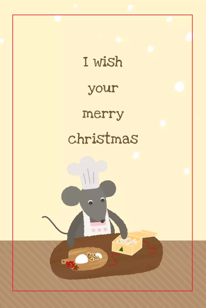 노랑 따뜻한 생쥐 일러스트가 들어간 크리스마스 디자인