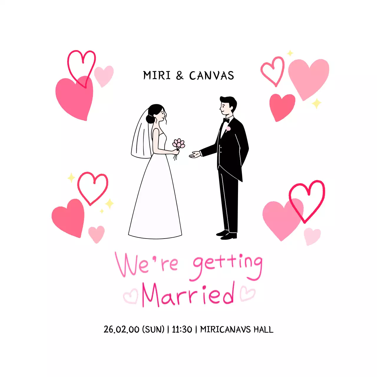 핑크 심플 결혼 초대장