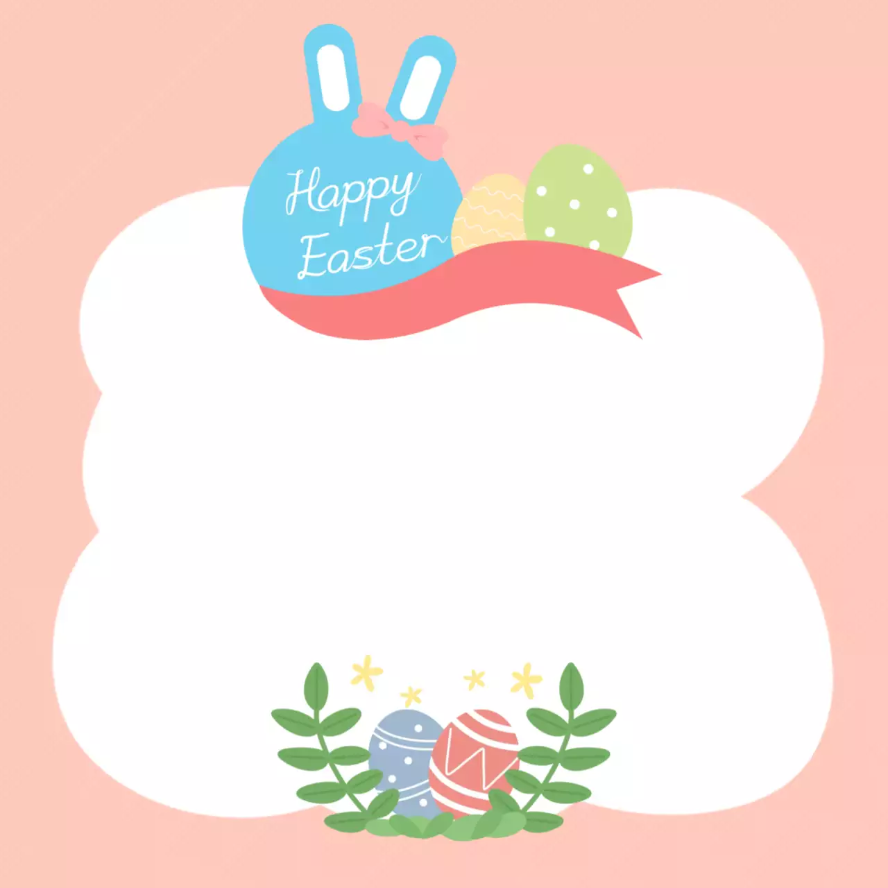 핑크 아기자기한 부활절 엽서