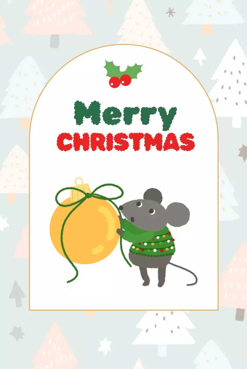 아기자기한 트리 패턴 크리스마스 생쥐 일러스트