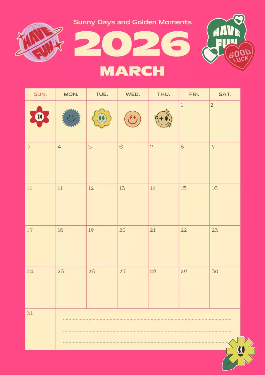 핑크 미니멀 달력 안내