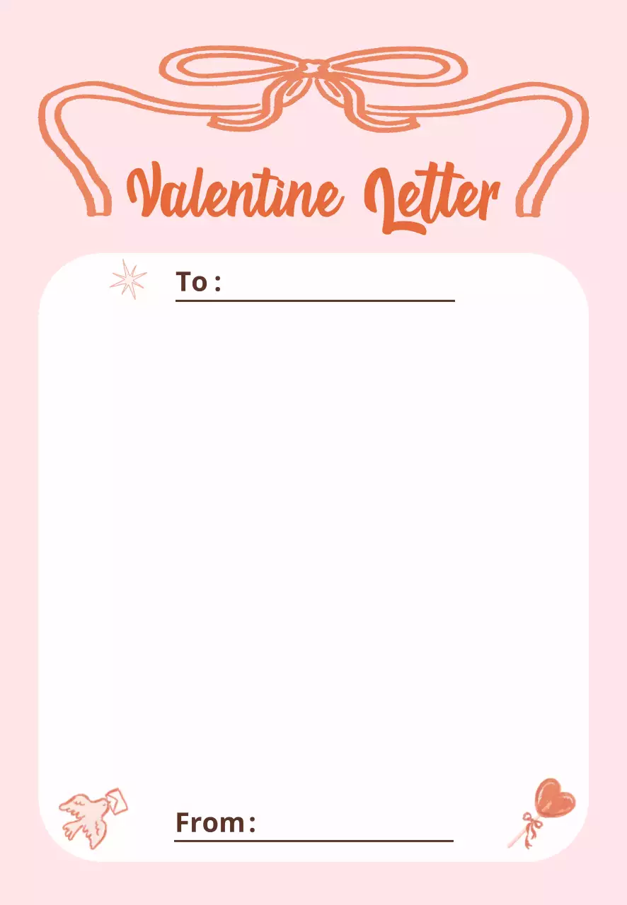 핑크 키치한 발렌타인데이 편지 프레임