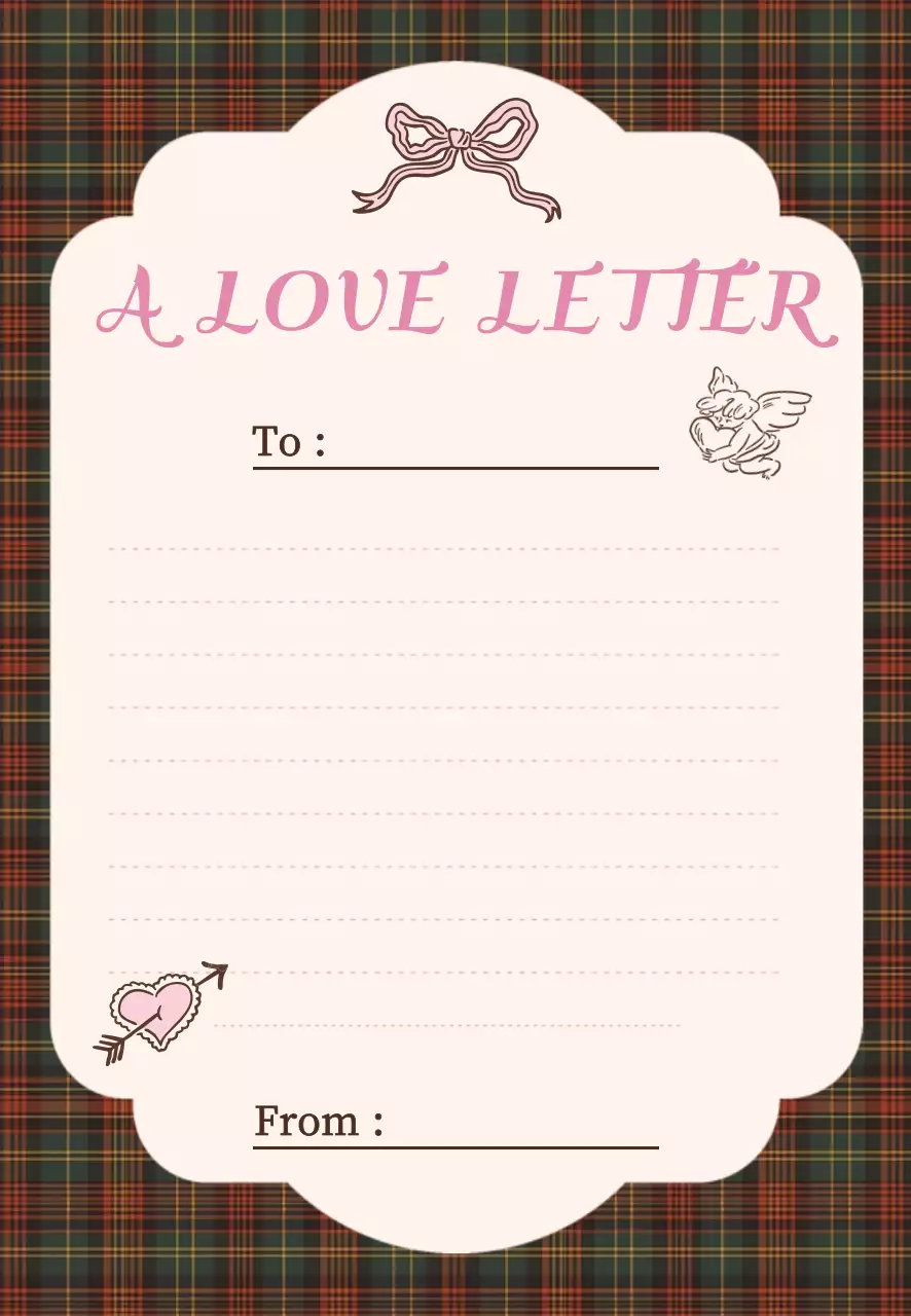 브라운 아기자기한 고백 편지 프레임