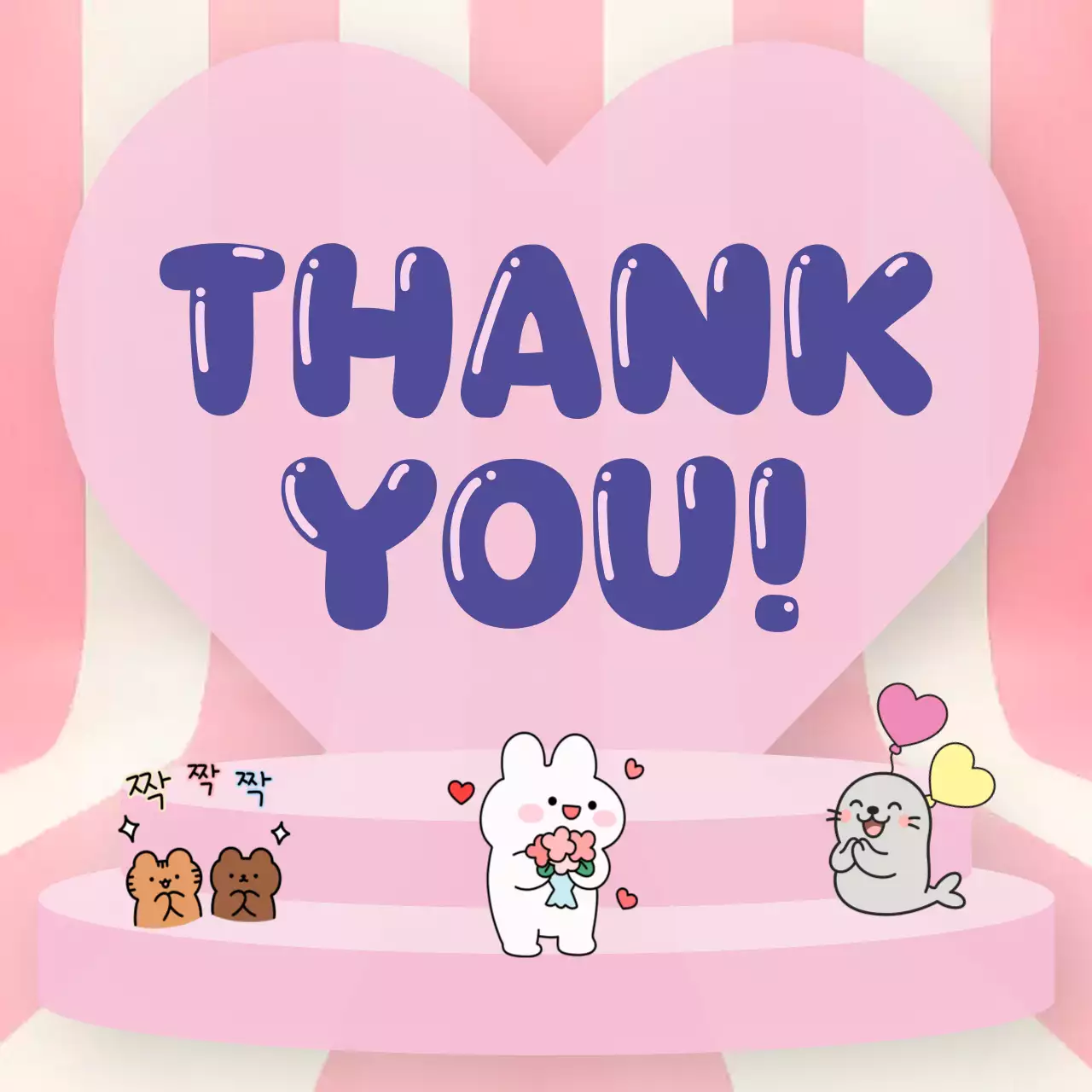 pink cute thank you card