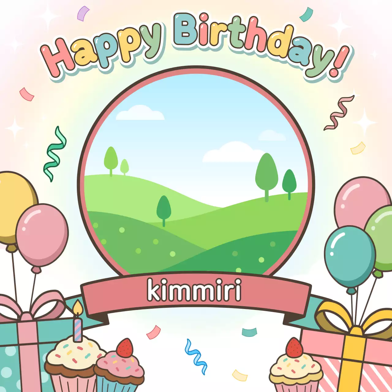 파스텔 아기자기한 생일 축하