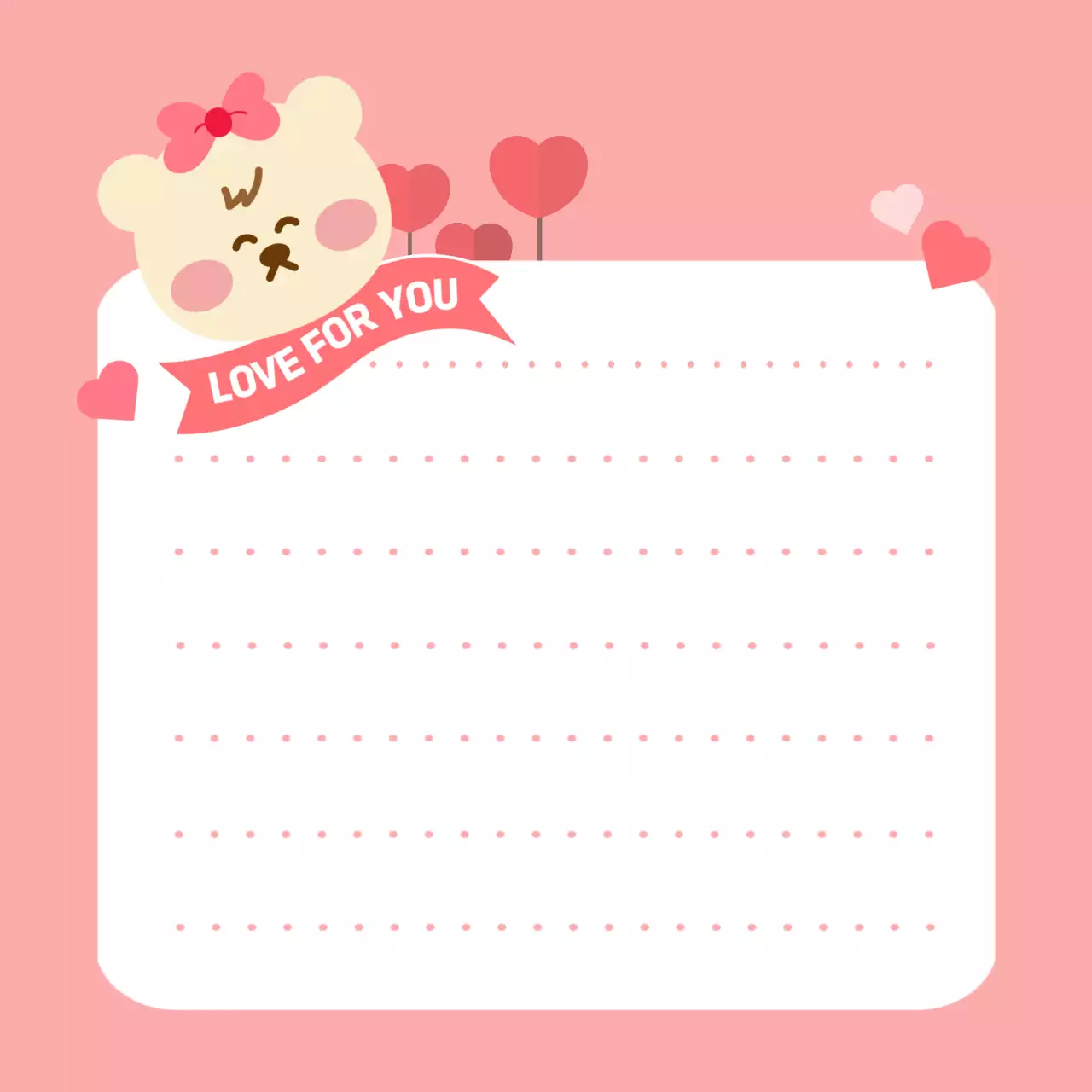 핑크 아기자기한 하트 곰돌이