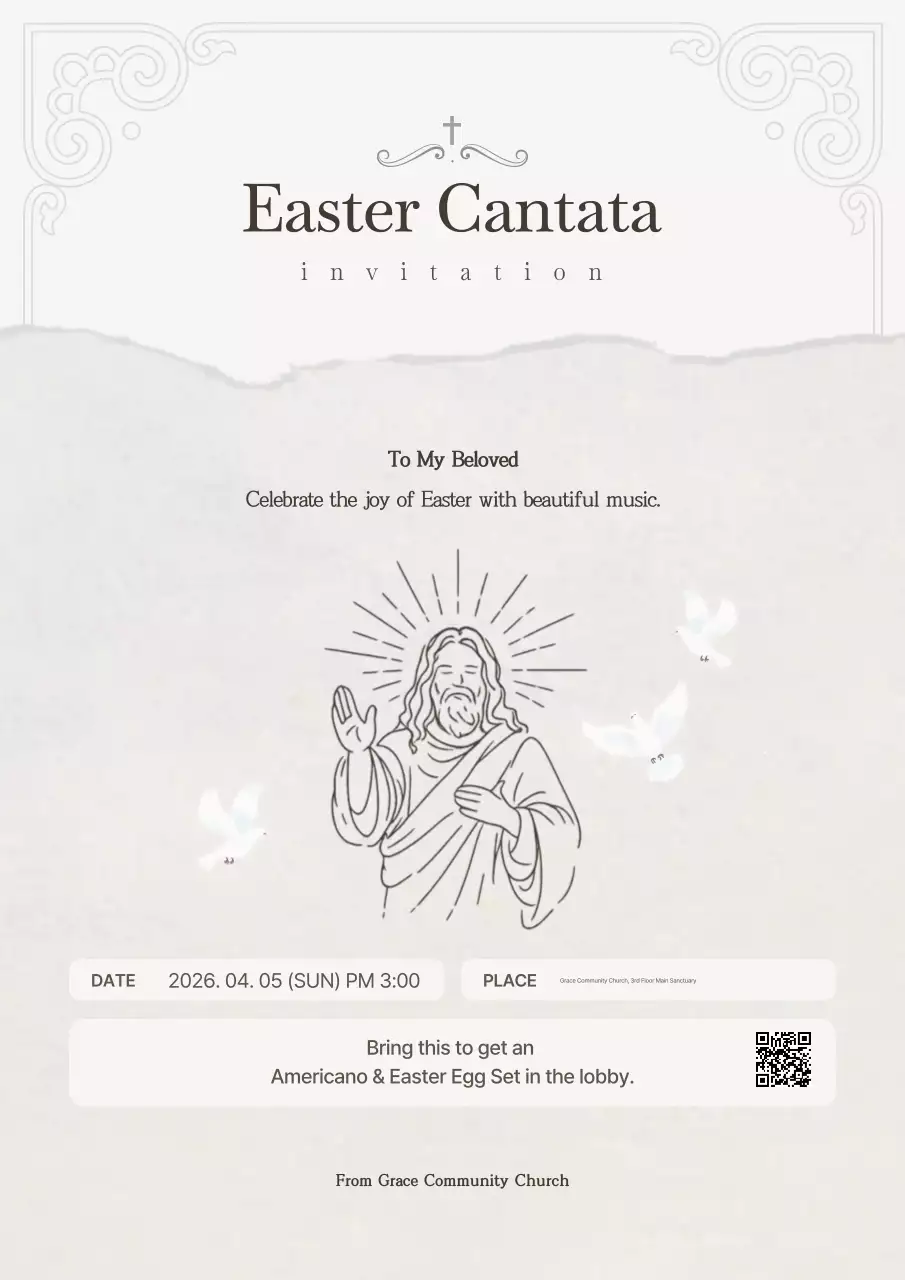 Ivory Vintage Easter Cantata Invitation