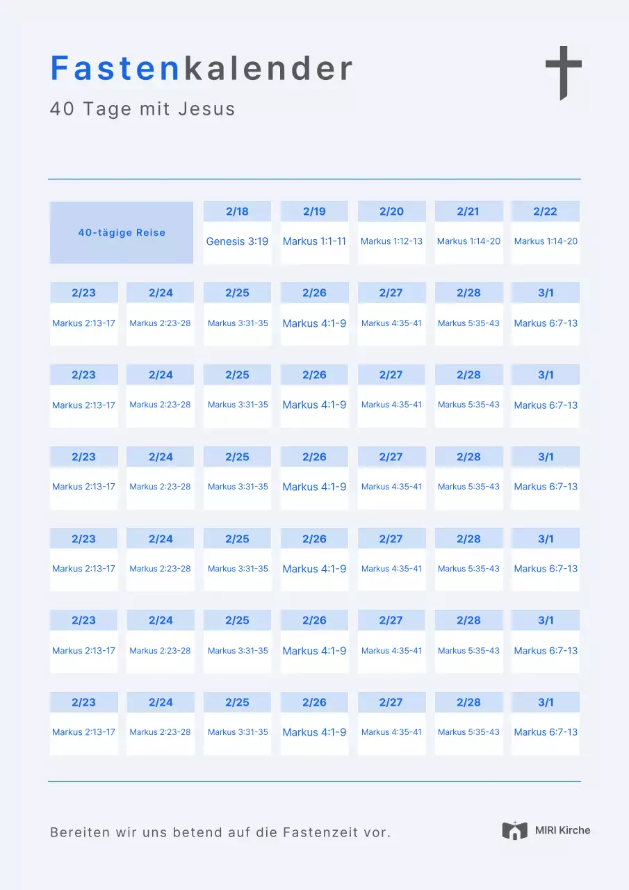 Einfacher blauer Fastenleitfaden