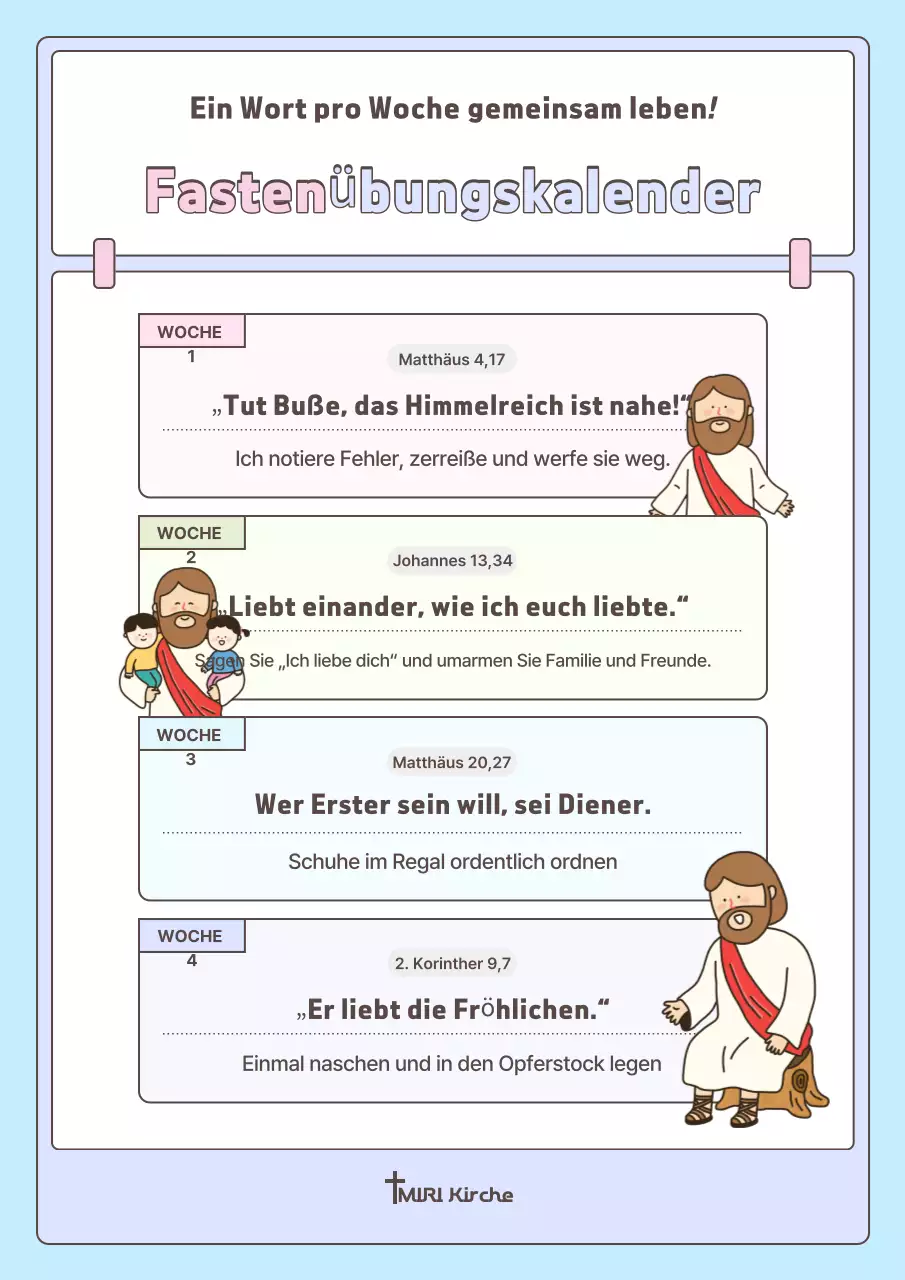 Leitfaden zum Fastenkalender für das blaue Baby