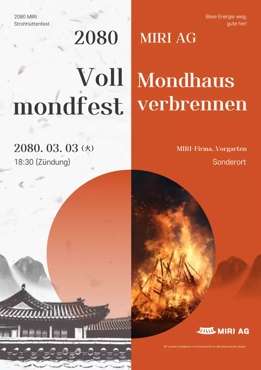 Orange Einfacher traditioneller Festivalführer