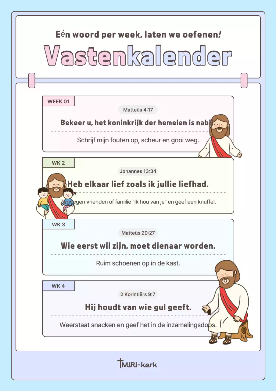 Kalendergids voor de vastentijd met het Blauwe Baby-kind