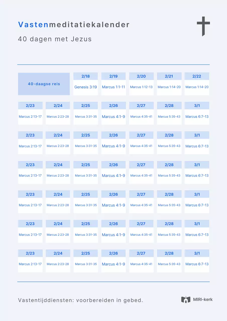 Blauwe Eenvoudige Vastengids