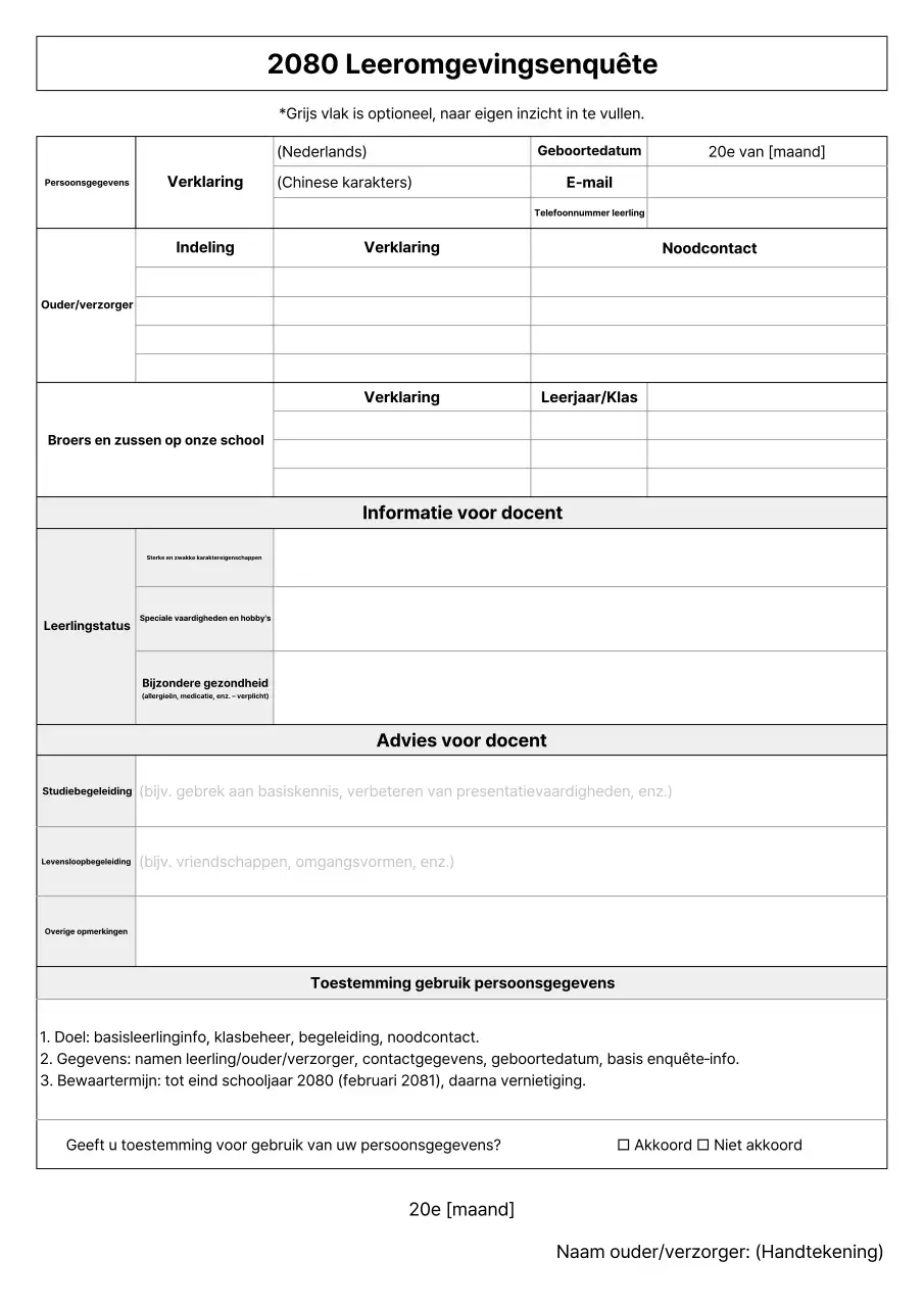 Handleiding voor het onderzoek naar de leeromgeving in White Simple