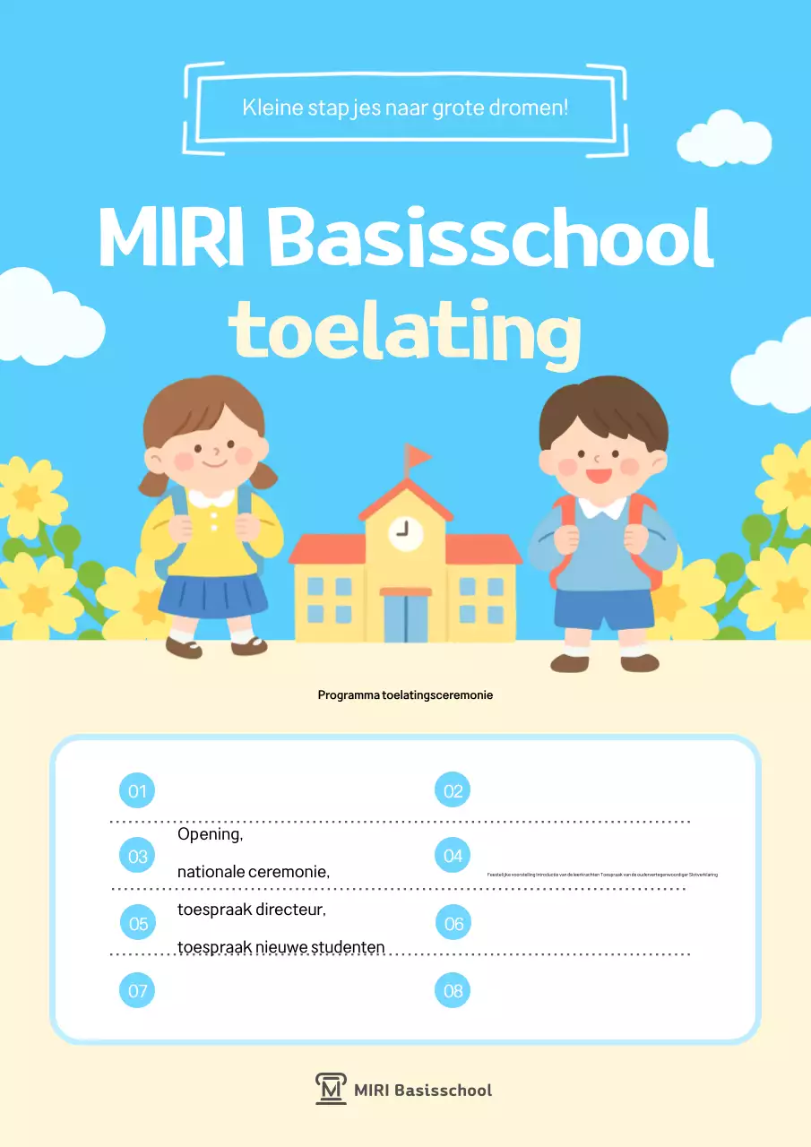 Gids voor de openingsceremonie van de Sky Blue Neat Pre-Elementary School