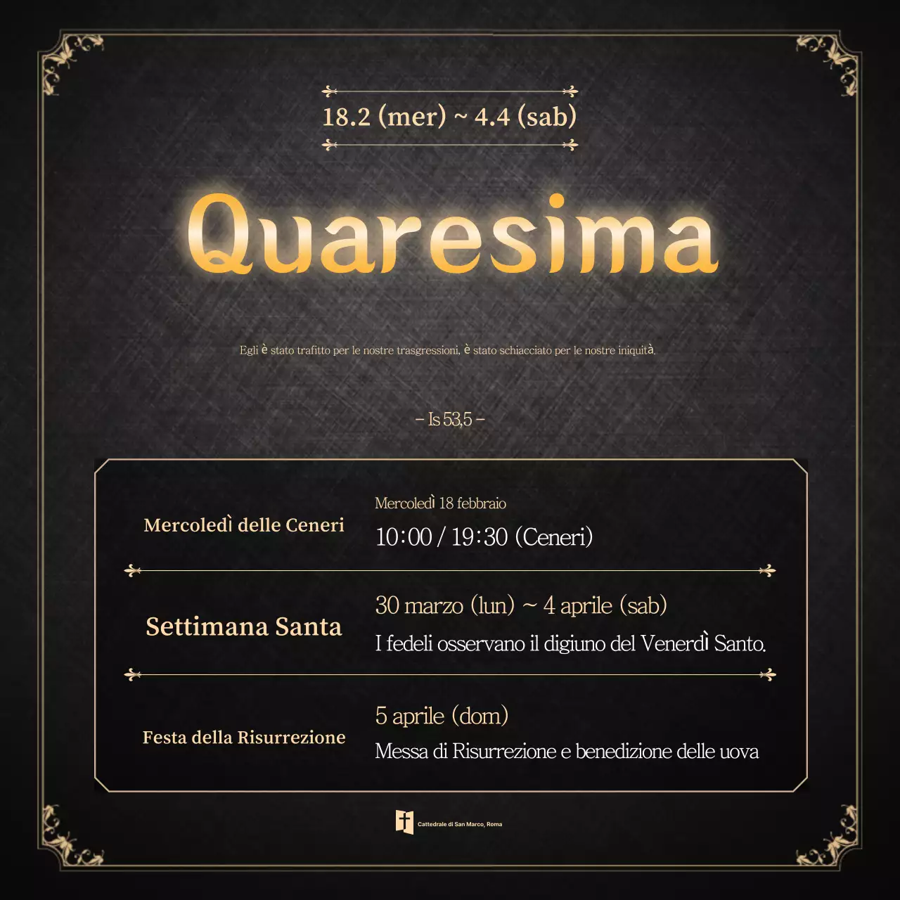 Guida agli eventi pasquali classici neri