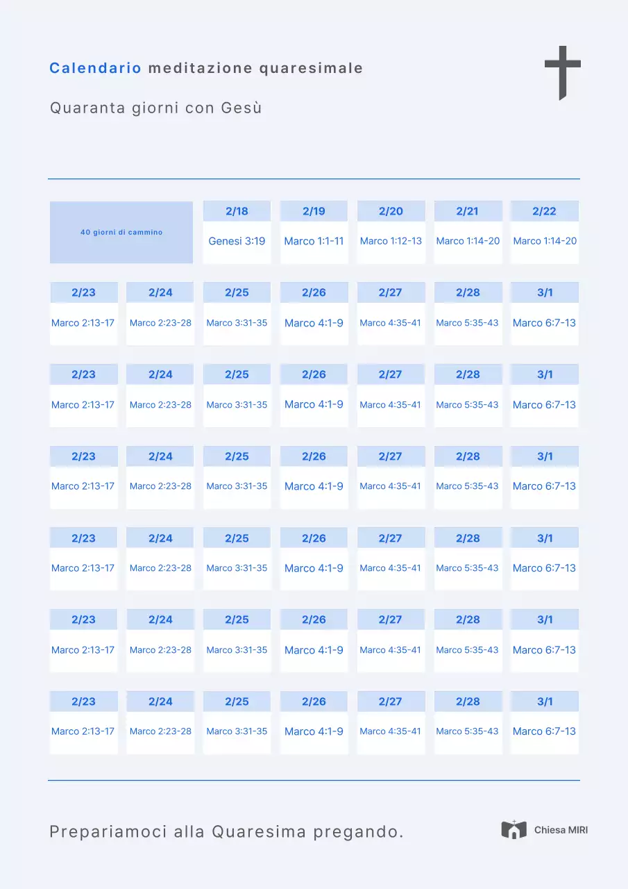Guida semplice blu per la Quaresima
