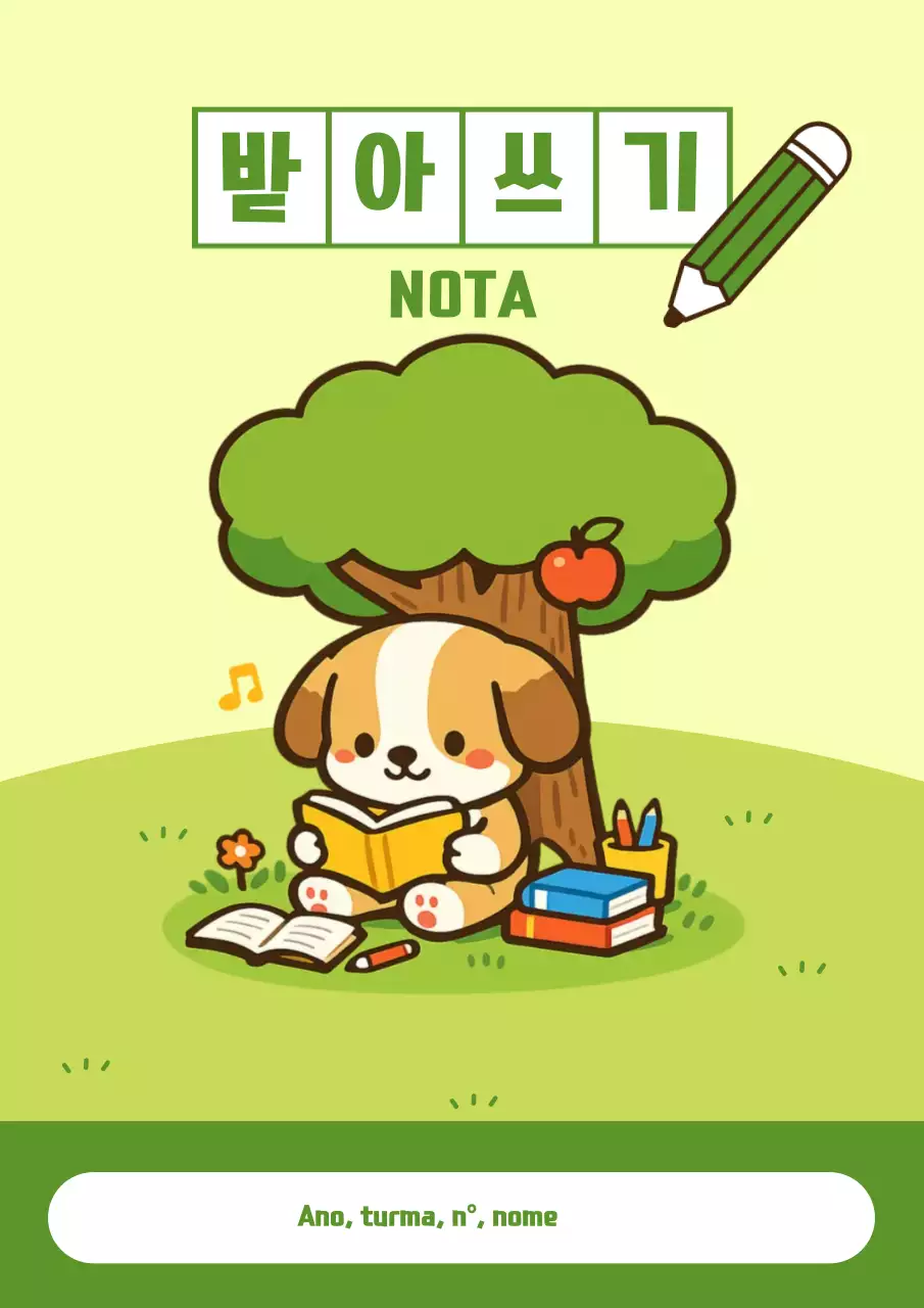 Nota de ditado para bebê verde