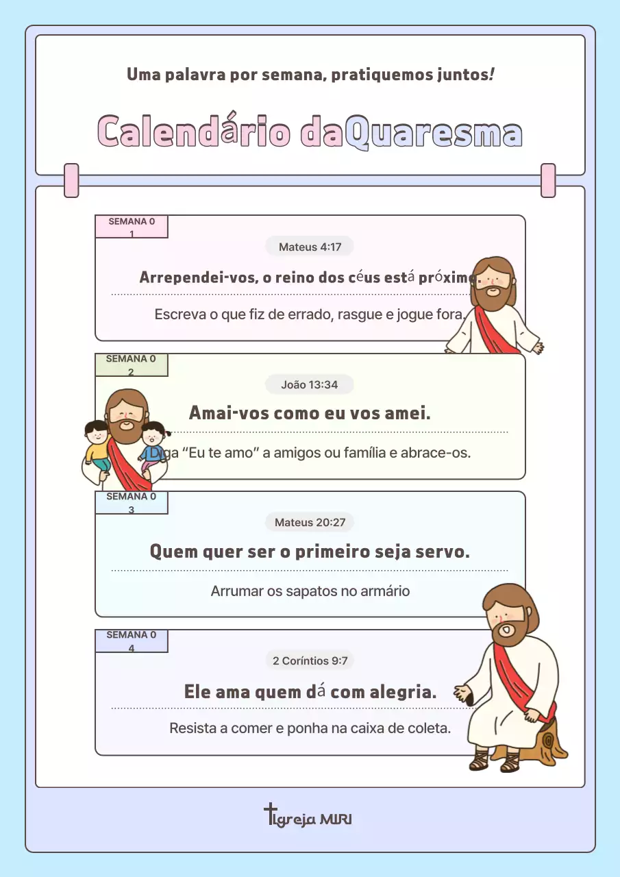 Guia do Calendário de Práticas da Quaresma para Bebês Azuis
