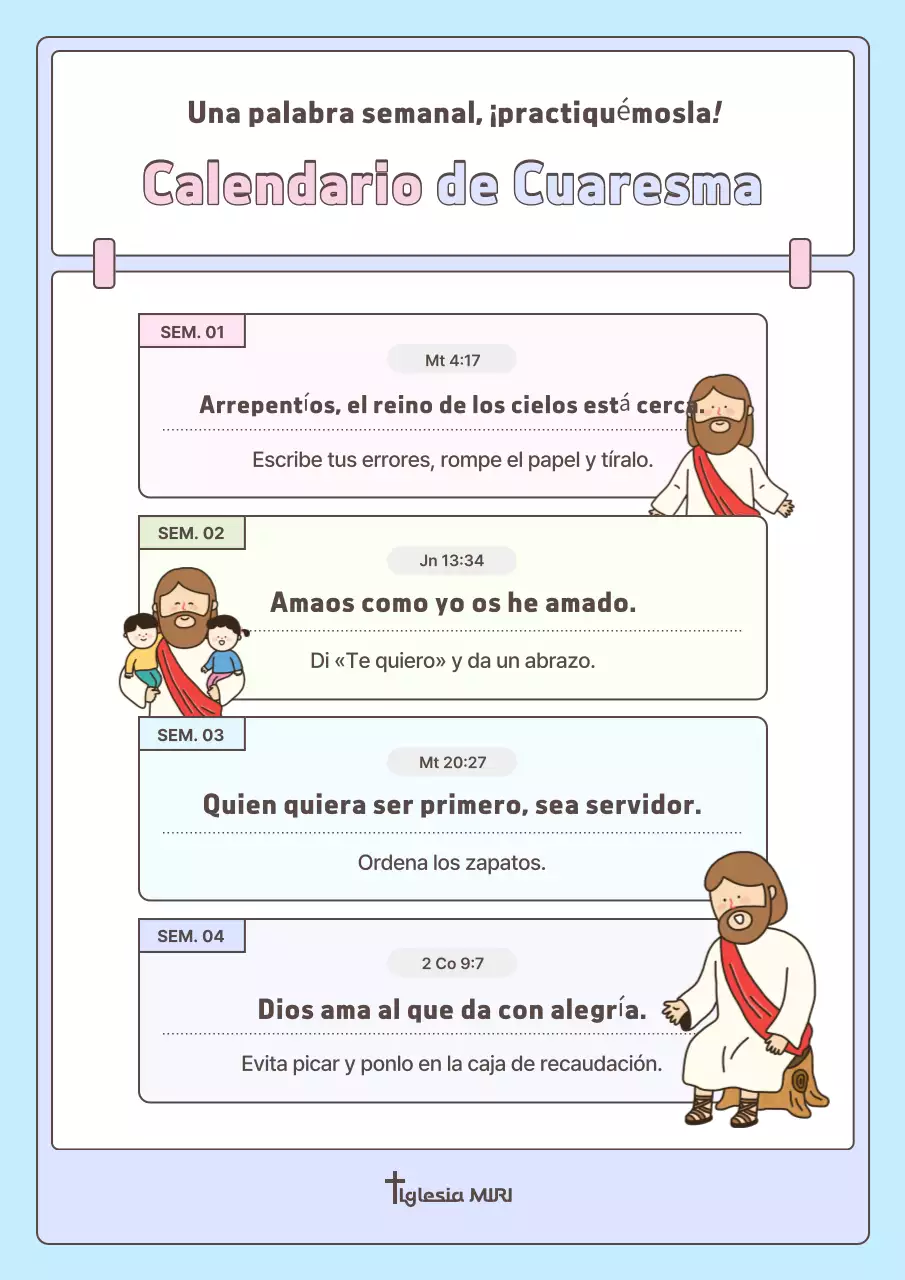 Guía del calendario de práctica de Cuaresma de Blue Baby