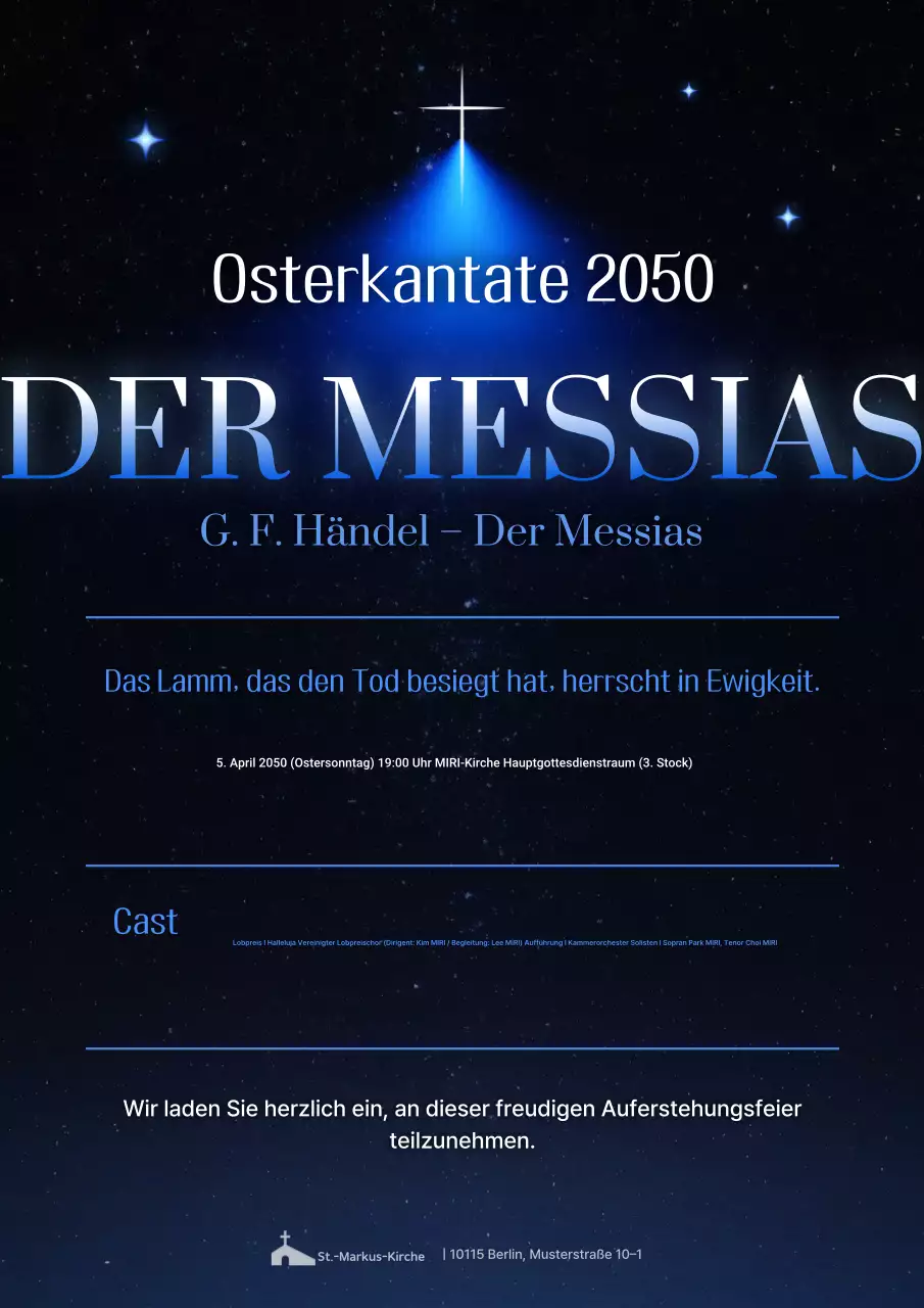 Blaue Saubere Osterkantate-Veranstaltung