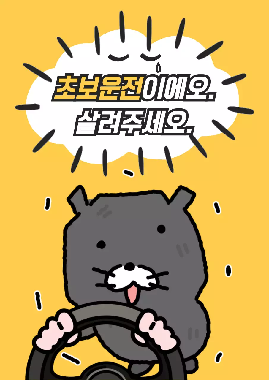 노랑 심플 초보운전 안내문