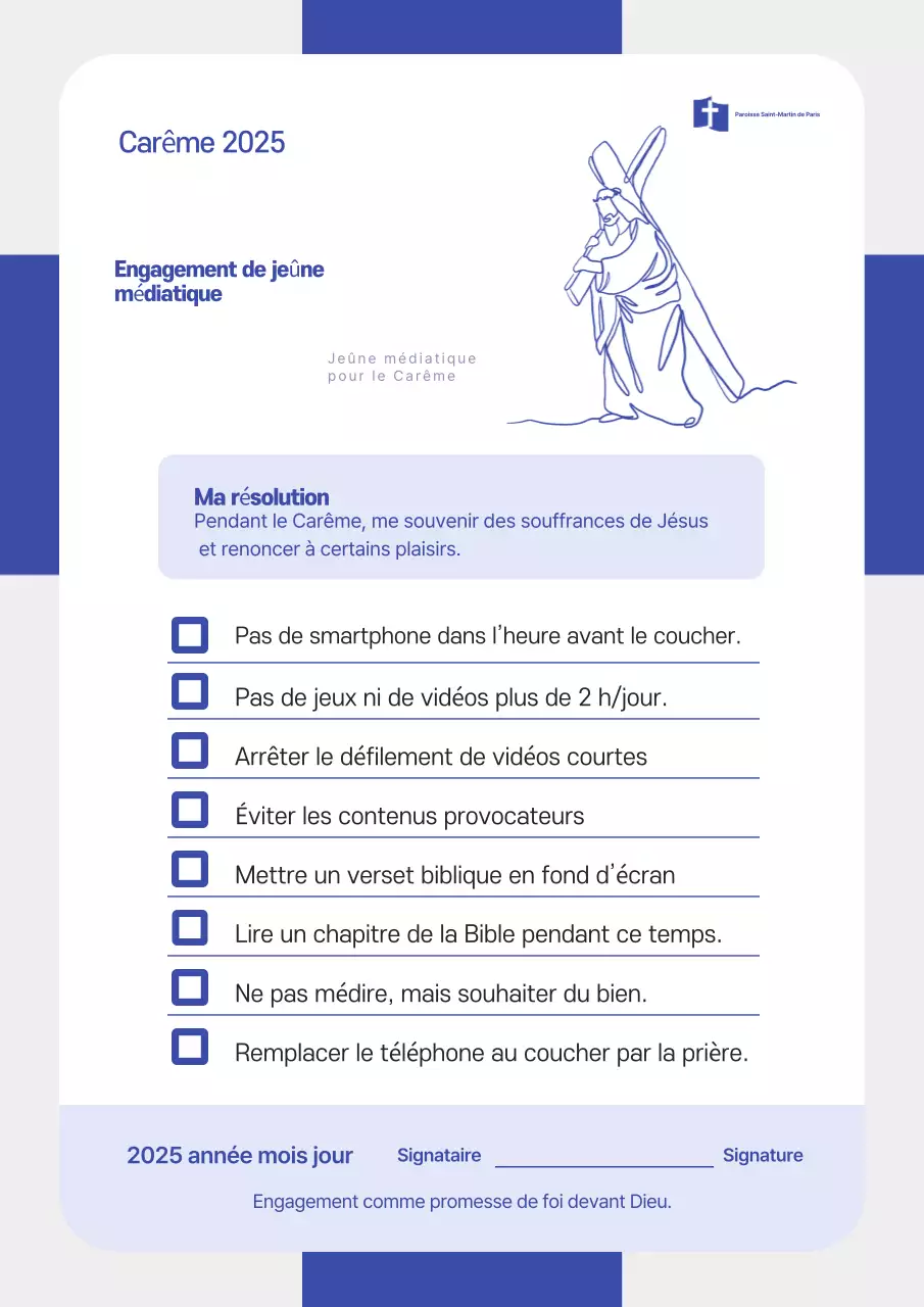Guide de l'engagement de jeûne du Carême de Blue Clean Media