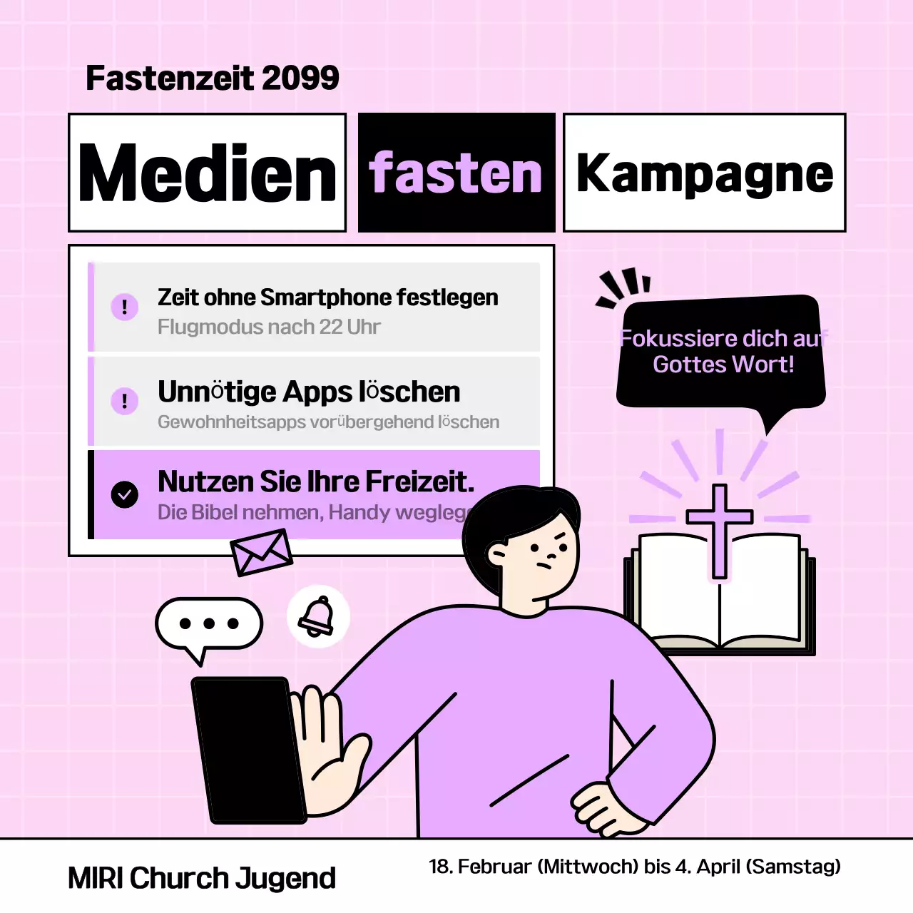 Pink Minimal Media Fasting Campaign