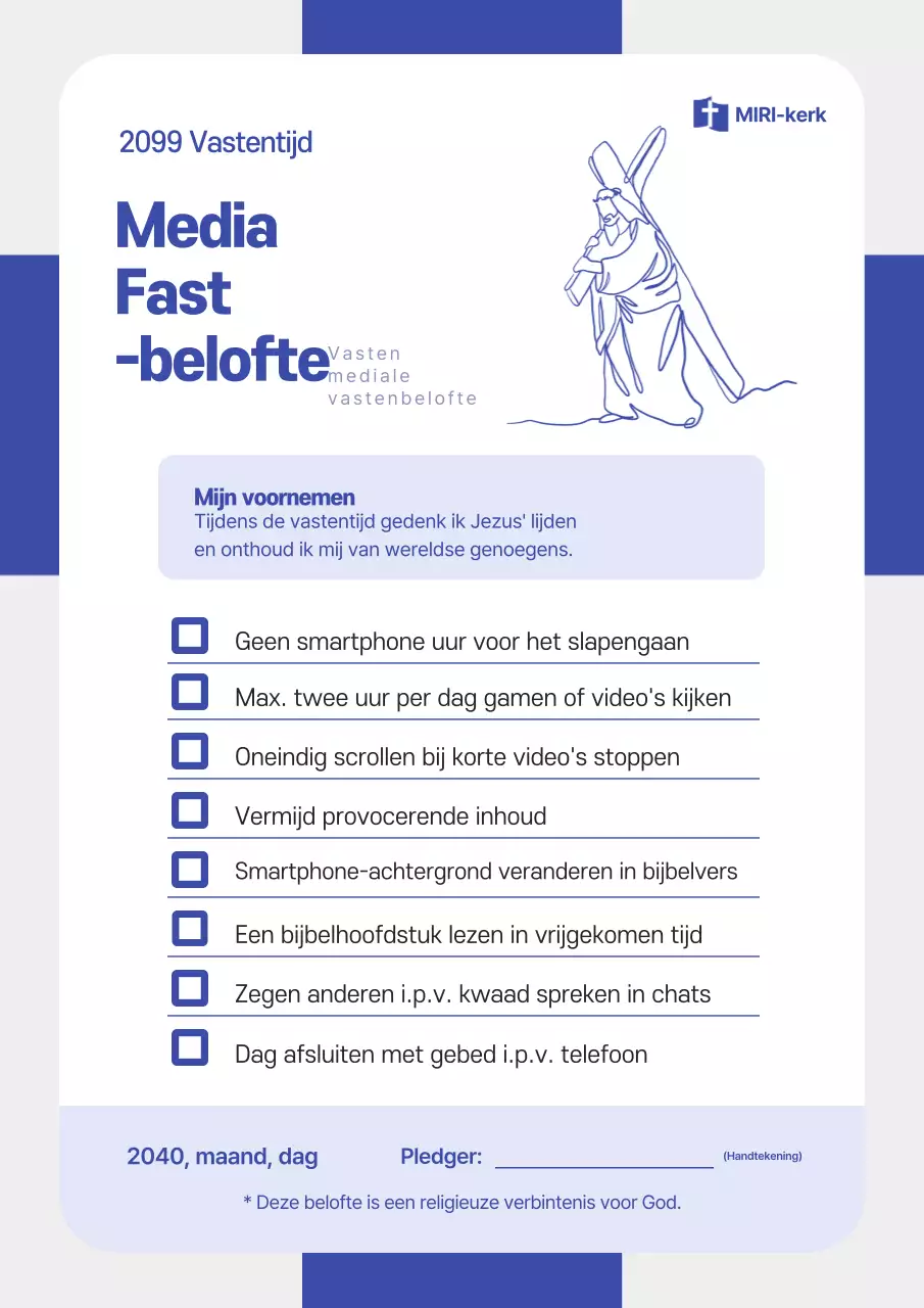 Gids voor de vastenbelofte van Blue Clean Media tijdens de vastentijd