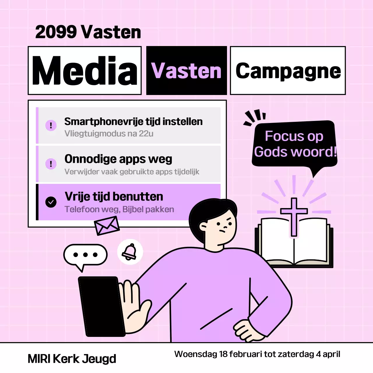 Roze minimalistische media vastencampagne