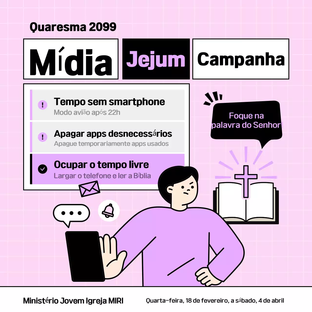 Campanha de Jejum de Mídia Minimalista Rosa