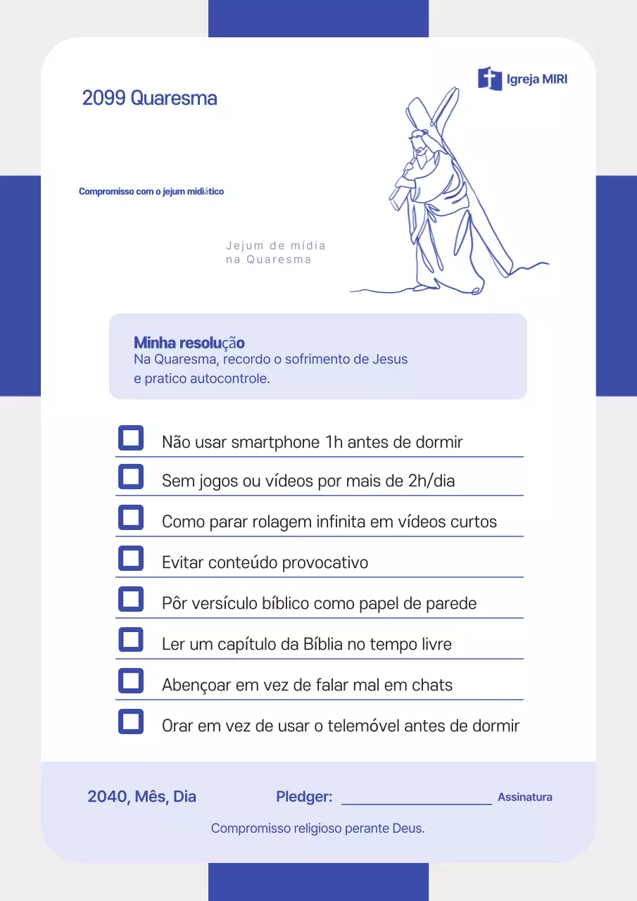 Guia de Compromisso de Jejum da Quaresma da Blue Clean Media