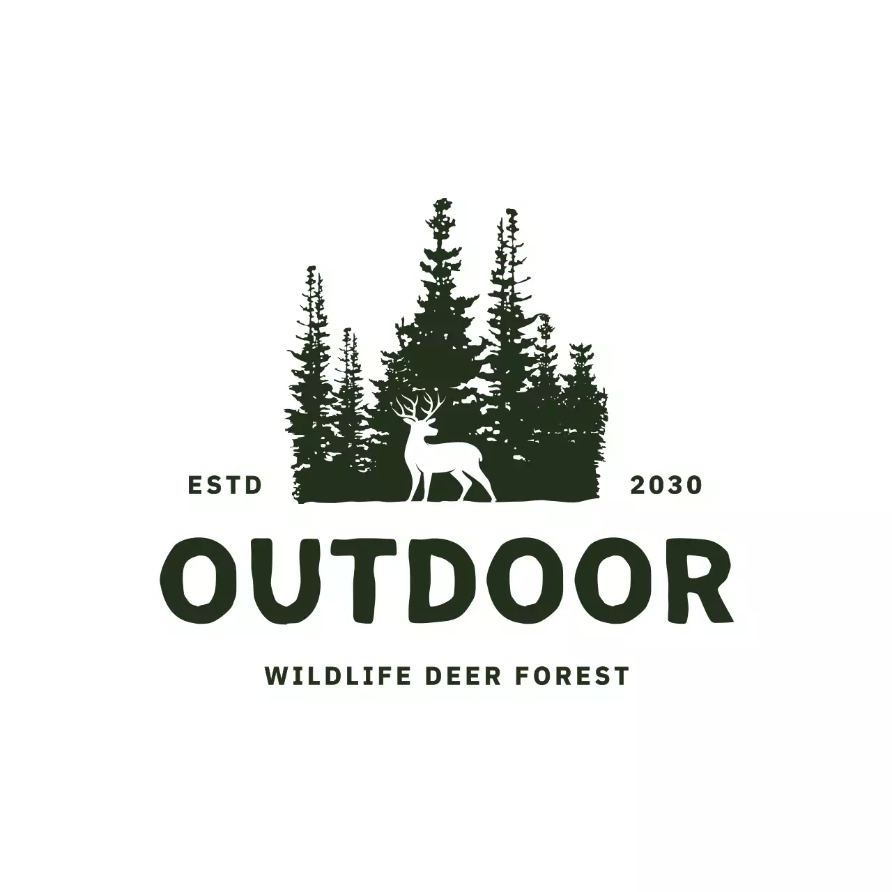 Green Rustic Deer Wildlife Outdoor for Brand Identity
