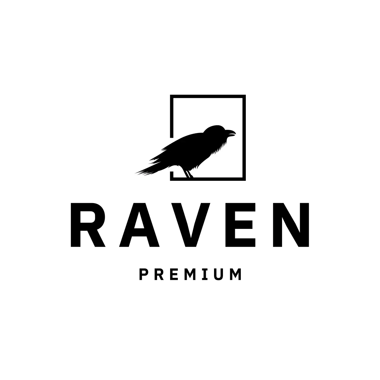 black minimalist raven for brand identity