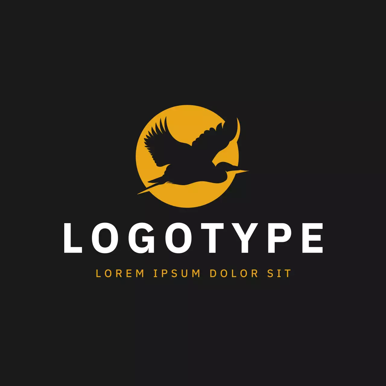 Orange Simple Flying Heron for Brand Identity