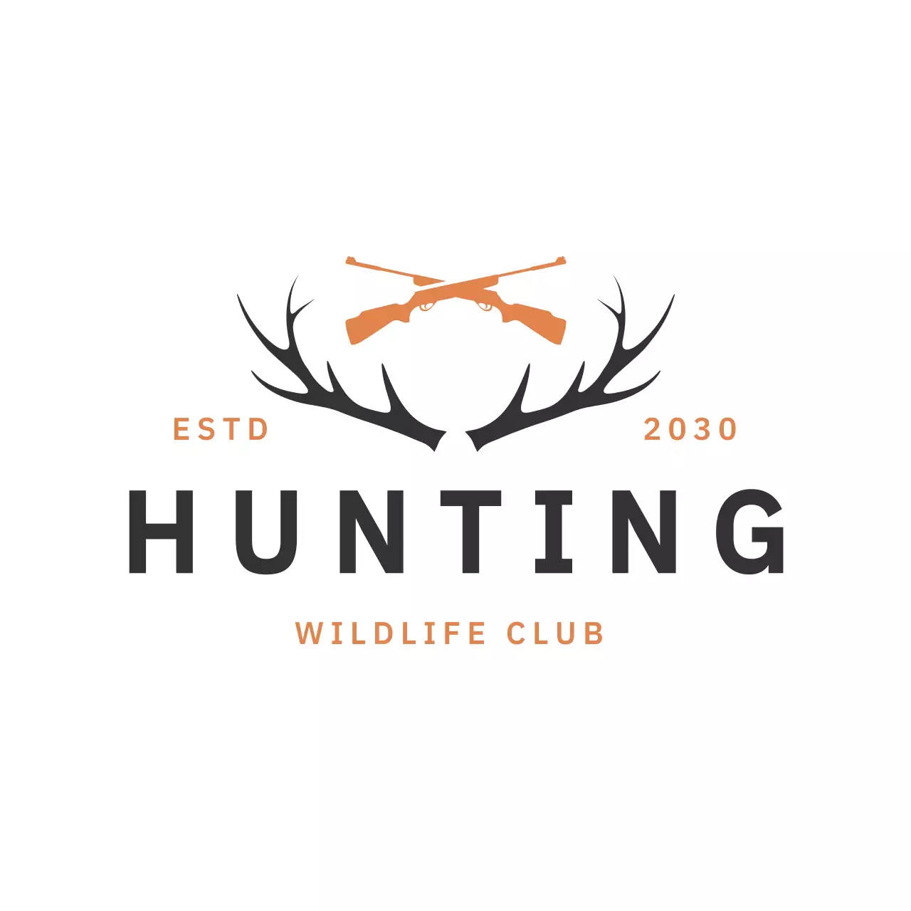 Orange Rustic Wildlife Hunting Deer for Brand Identity