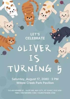 Blue Playful Birthday Invitation Poster