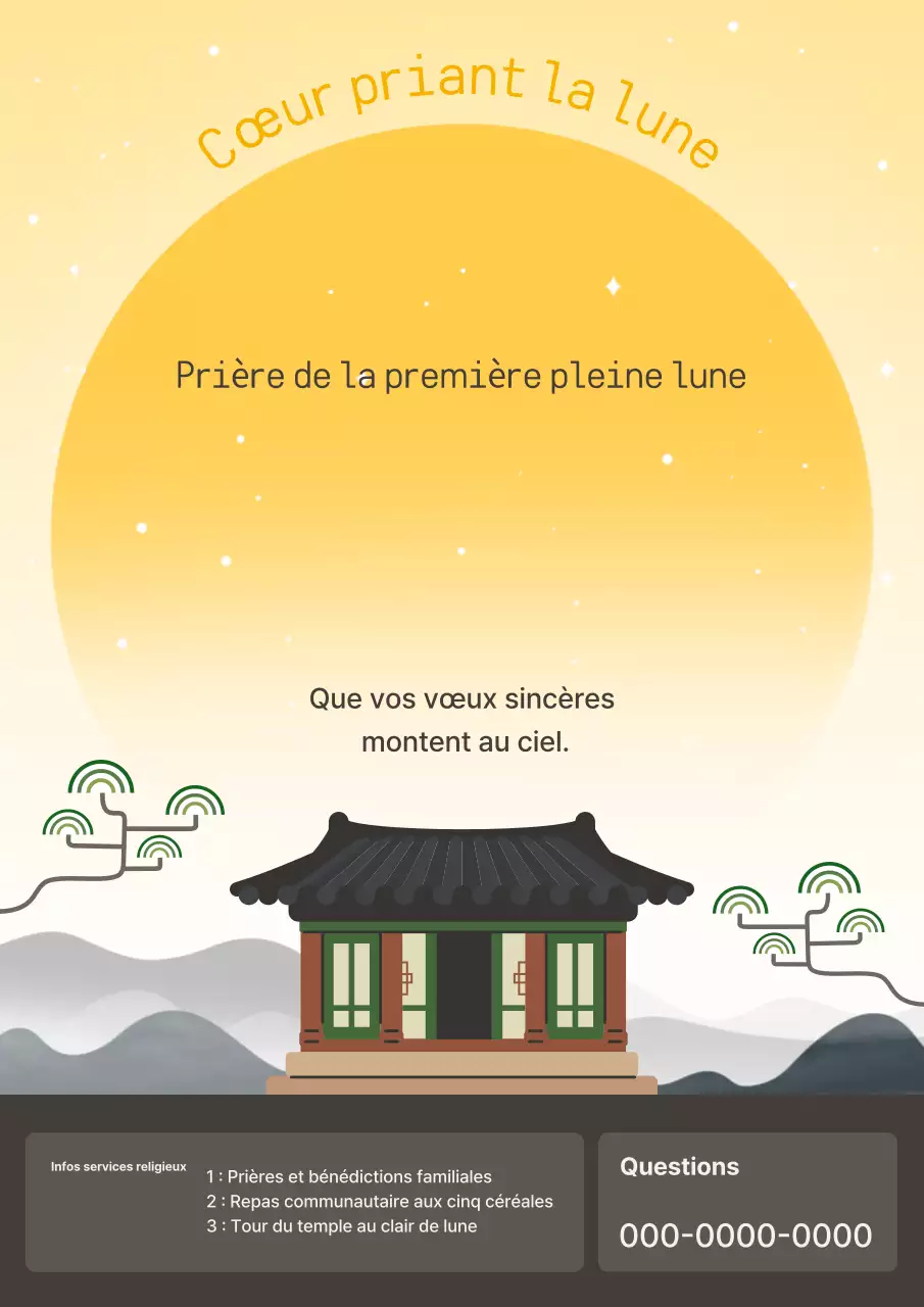 Guide de prière simple jaune pour le Nouvel An lunaire
