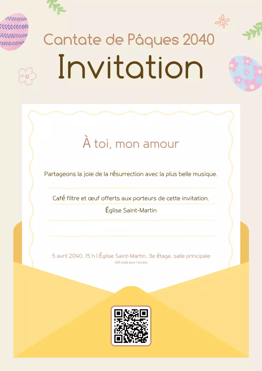 Guide d'invitation de Pâques simple jaune