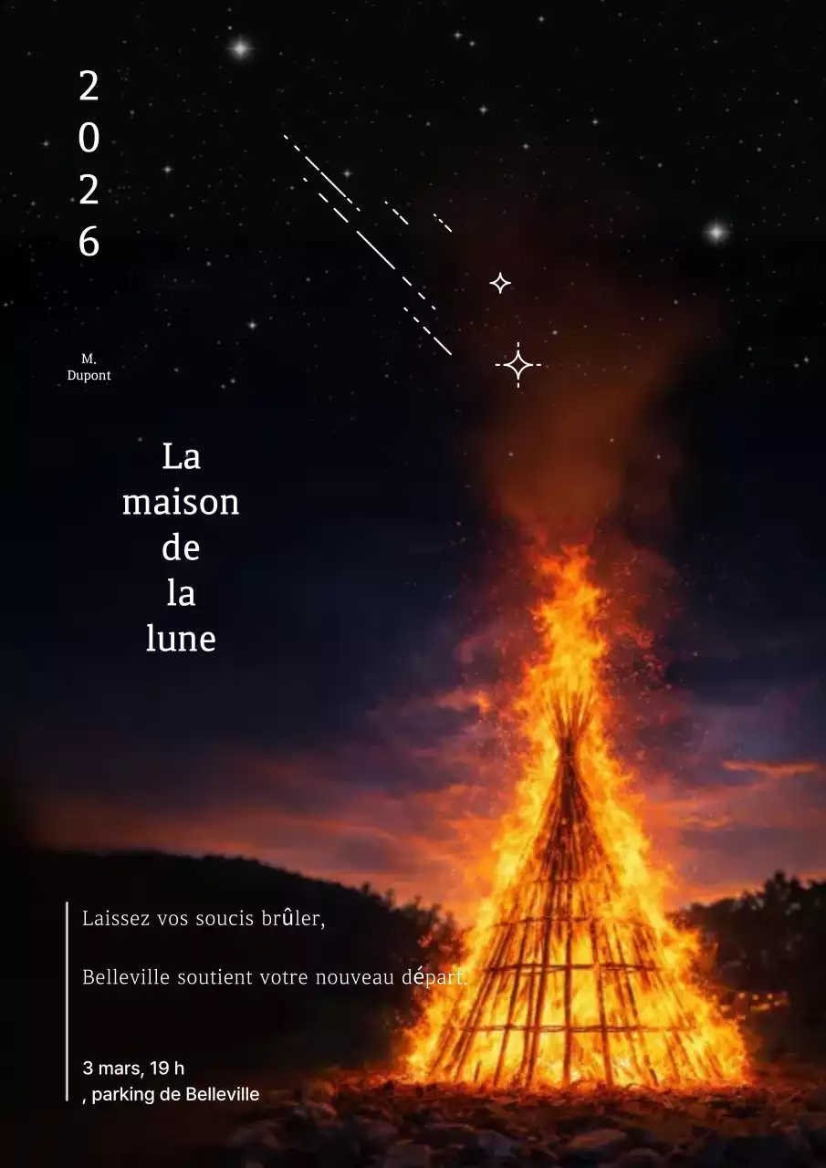 Événement d'incendie de la maison de la lune noire simple