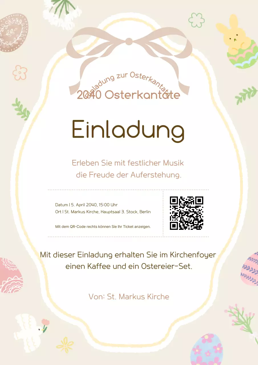 Beige Einfacher Ostereinladungsleitfaden