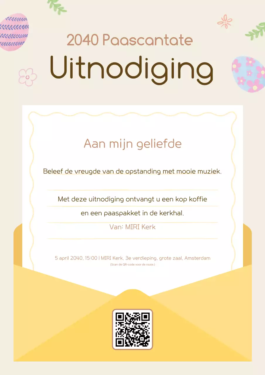 Gele eenvoudige paasuitnodigingsgids