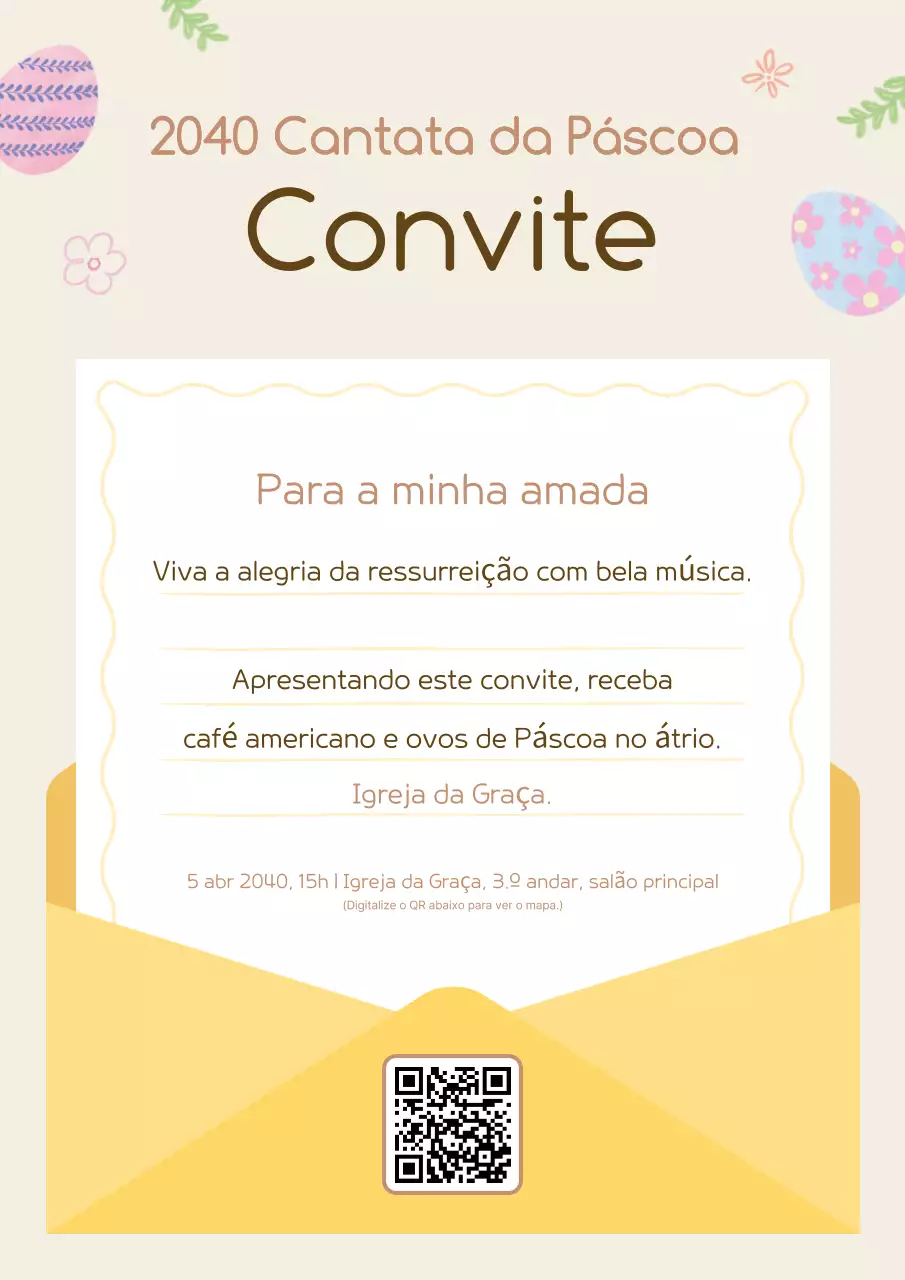 Guia de convites de Páscoa simples em amarelo