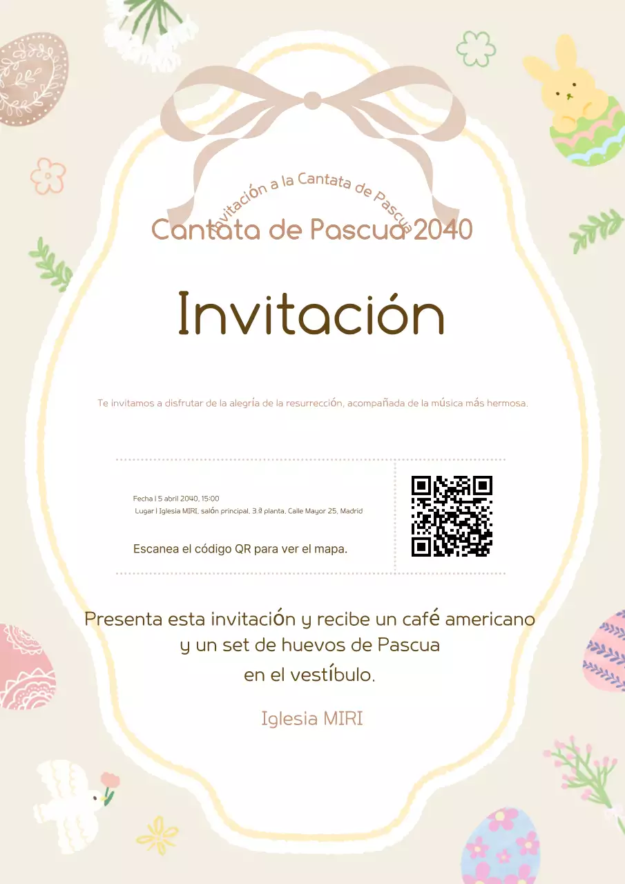 Guía de invitaciones de Pascua sencillas en beige
