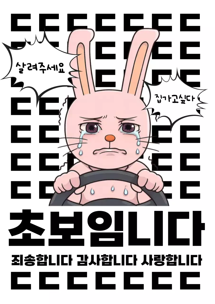 분홍 심플 운전 초보 안내