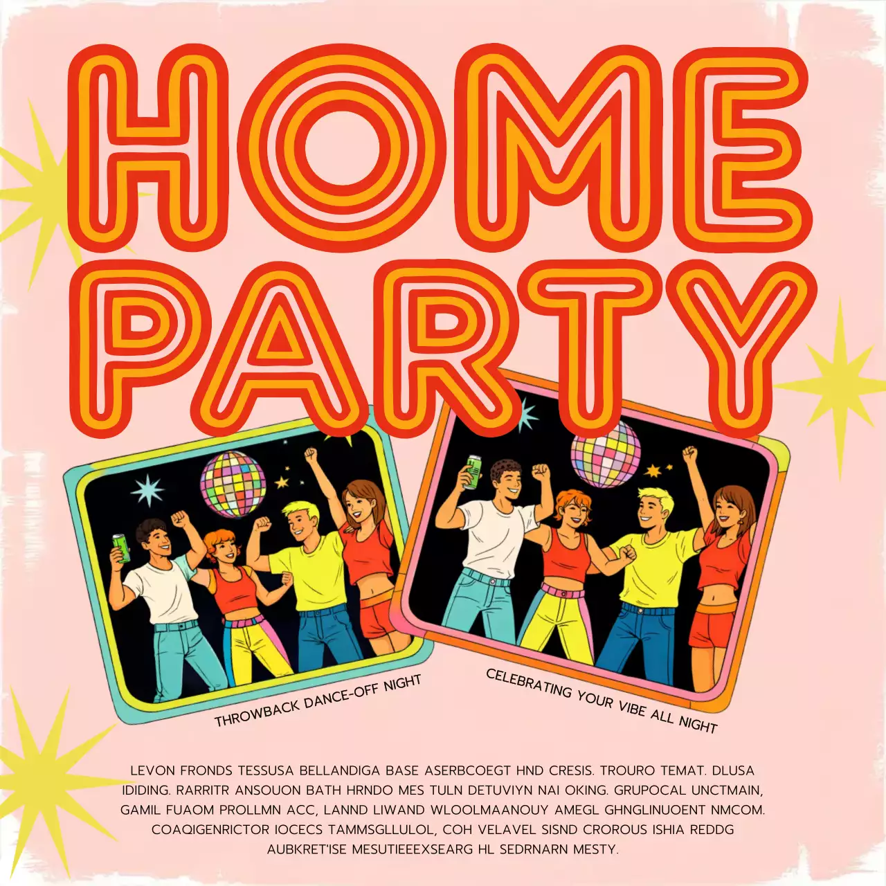 Red Retro Party Invitation Social Media Square