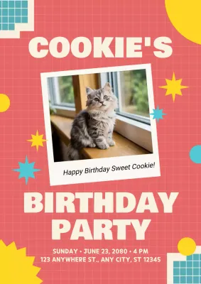 Coral Playful Birthday Invitation Instagram Post